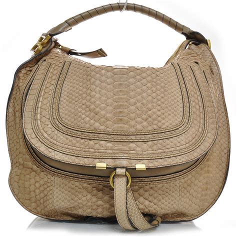 chloe marcie large python|CHLOE Python Large Marcie Hobo Taupe 23944 .